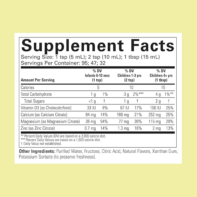 CHILDLIFE ESSENTIALS Liquid Calcium Supplement for Kids - Baby Calcium with Magnesium, Zinc, and Vitamin D3 - Orange Flavor, 16 fl oz (1 Pack)