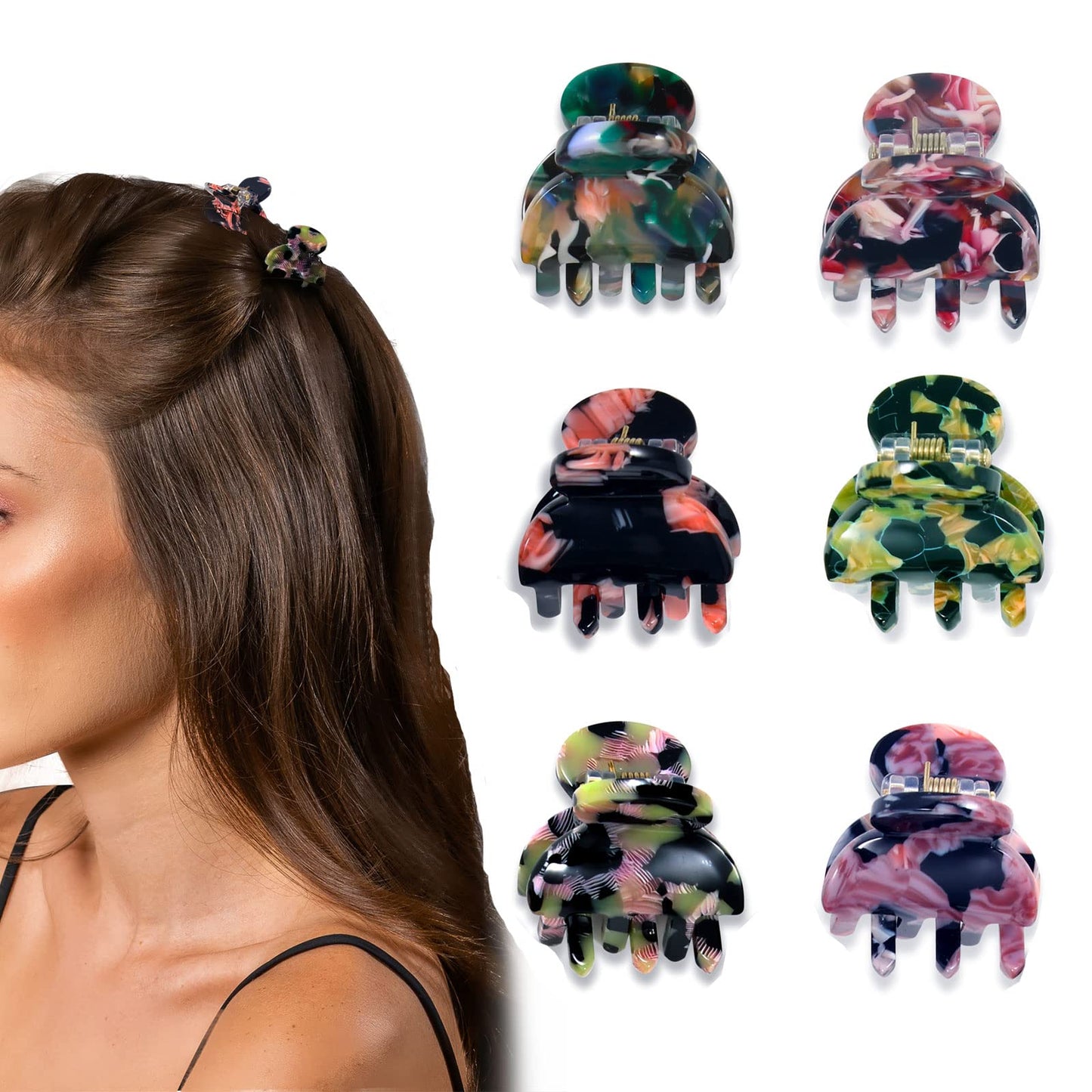 Cobahom 6Pcs 1.06 Inch Small Hair Clips Tortoise Shell Mini Jaw Clips For Thin Thick Hair, No Crease Hair Claw Clips For Women G