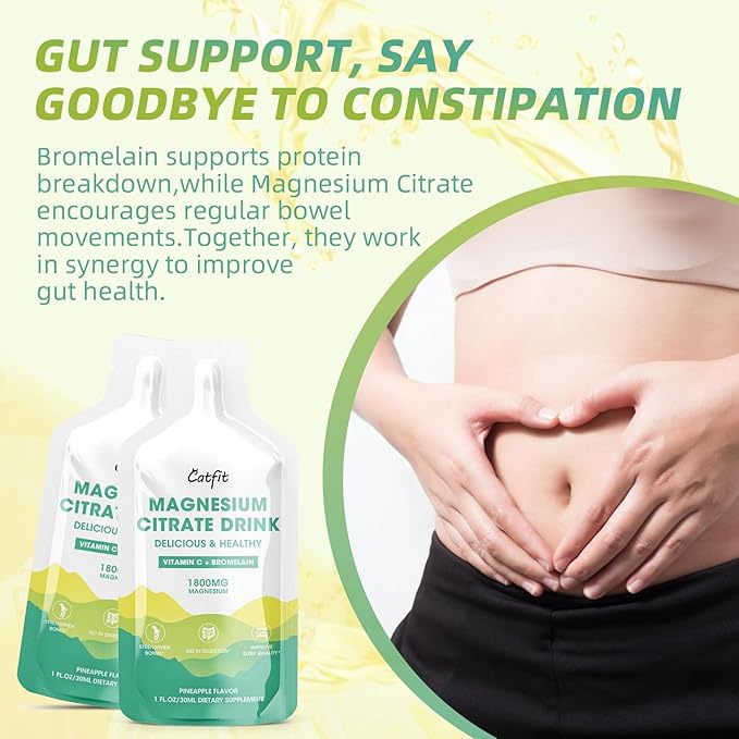 Magnesium Citrate Liquid Supplement(10 Fl Oz),Magnesium Complex Drink/Oral Solution with VitaminB,Zinc, Sodium and Bromelain for Sleep,Muscle,Heart,Gut Support(Pineapple)