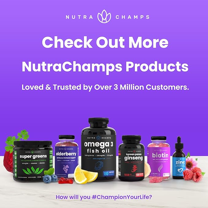 NutraChamps 27 in 1 Immune Support Supplement, 90 Immune Defense Capsules, 1000mg Vitamin C, 5000 IU D3, Elderberry, Zinc, 1 Billion CFU Probiotics & More (Pack of 2)