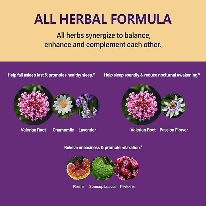 Valerian Root Sleep Support Drops, Passion Flower, Chamomile, Lavender, Soursop Leaves, & Hibiscus Herb Extract Supplement Tincture for Sleep Soundly & Deeply. Perfect with Sleep Sounds. 2oz