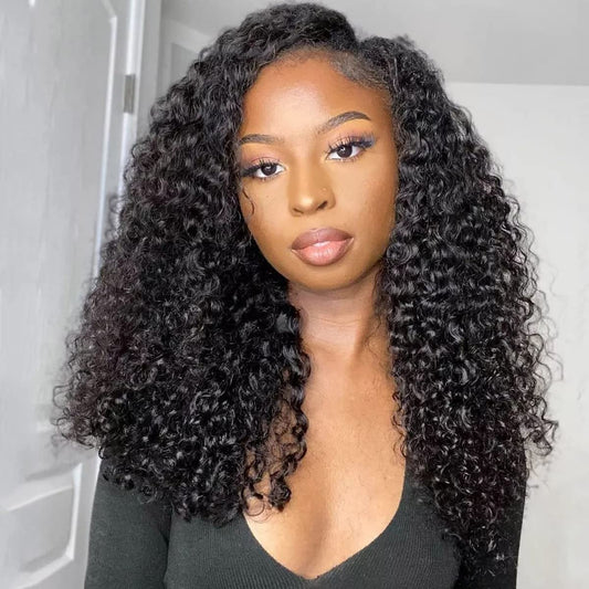Isee V Part Wig Human Hair Afro Curly Minimal/No Leave Out Upgrade U Part Wig For Black Women Human Hair V Shape Wig Kinky Curly