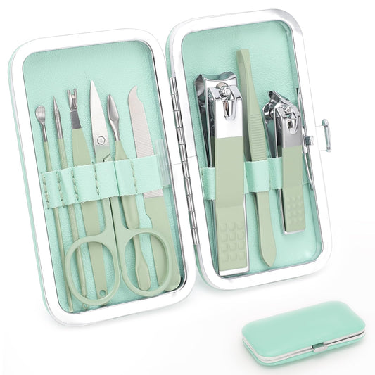9 Pcs Nail Clippers, Onehere Premium Manicure Set, Professional Grooming Gift Kit, Pedicure Kit, Facial, Hand, Foot, Cuticle Nai