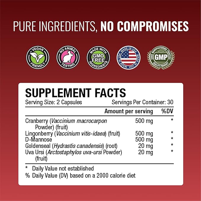 Approved Science® Uritrac™ - UTI Support - Cranberry, D-Mannose, Lingonberry - Vegan Friendly - 60 Capsules per Bottle - Pack of 3