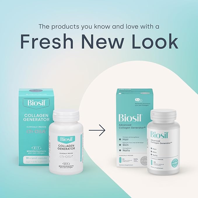 Biosil Collagen Generator - 120 Original Capsules, Pack of 2 - with Patented ch-OSA Complex - Generates & Protects Your Own Collagen - GMO Free - 120-Day Supply