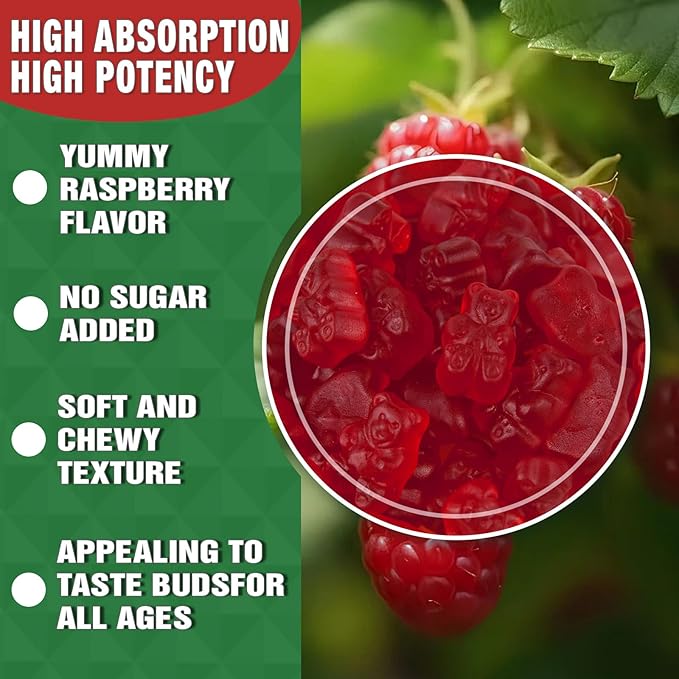 High Absorption Calcium Magnesium Zinc Gummies, Sugar Free Calcium Magnesium Zinc Supplement with D3 | Bone & Teeth Strength | Muscle & Nerve Function | Vegan | Raspberry Flavor | 2 Pack