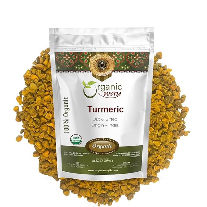 Organic Way Turmeric/Haldi Root Cut & Sifted (Curcuma longa) - Herbal Tea | Kosher & USDA Certified | Vegan, Non-GMO & Gluten Free | Tested for Heavy Metal and Purity | 100% Raw from India (1/2LBS / 8Oz.)