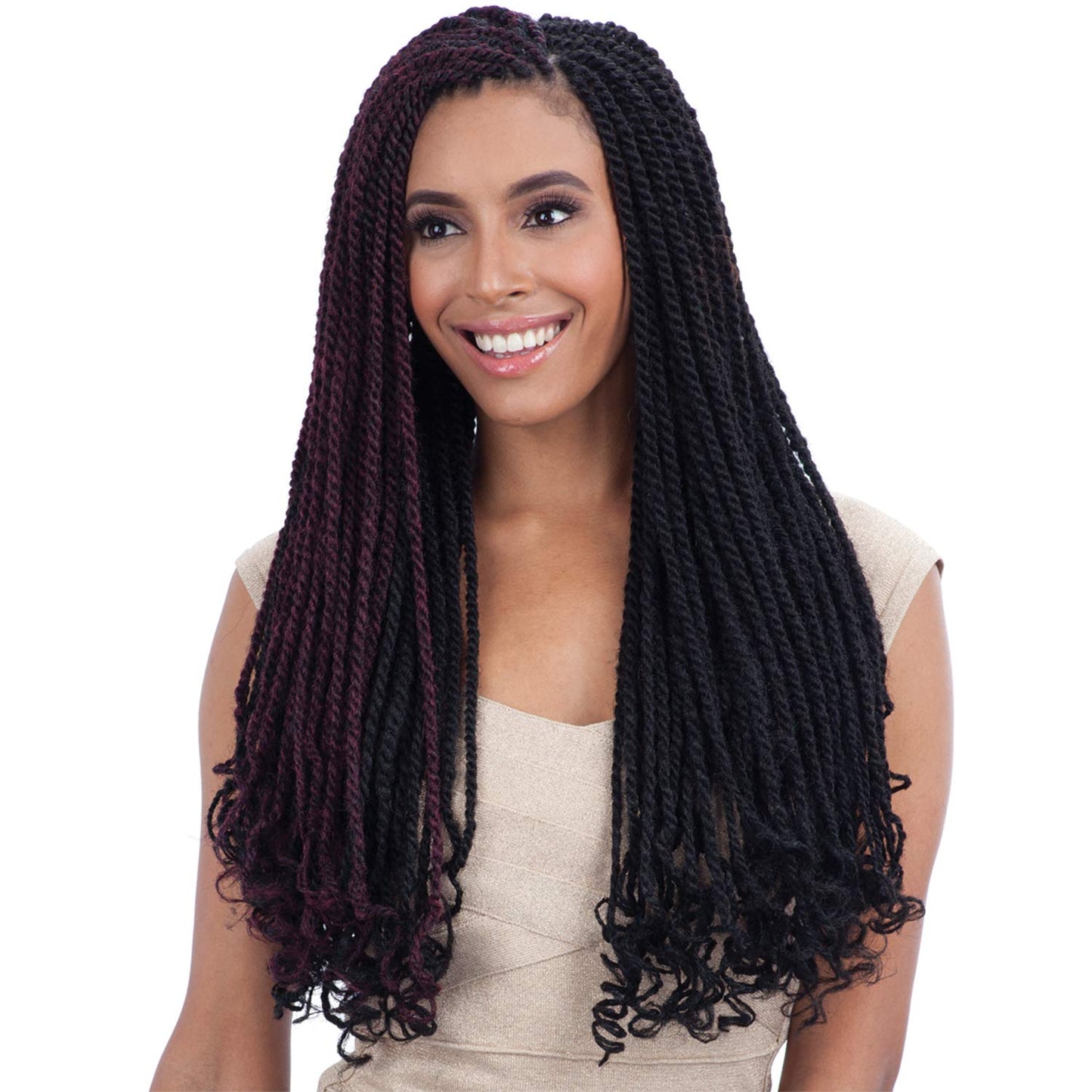 Freetress Equal Synthetic Hair Braids Double Strand Style Cuban Twist Braid 24'' (3-Pack, 1B)