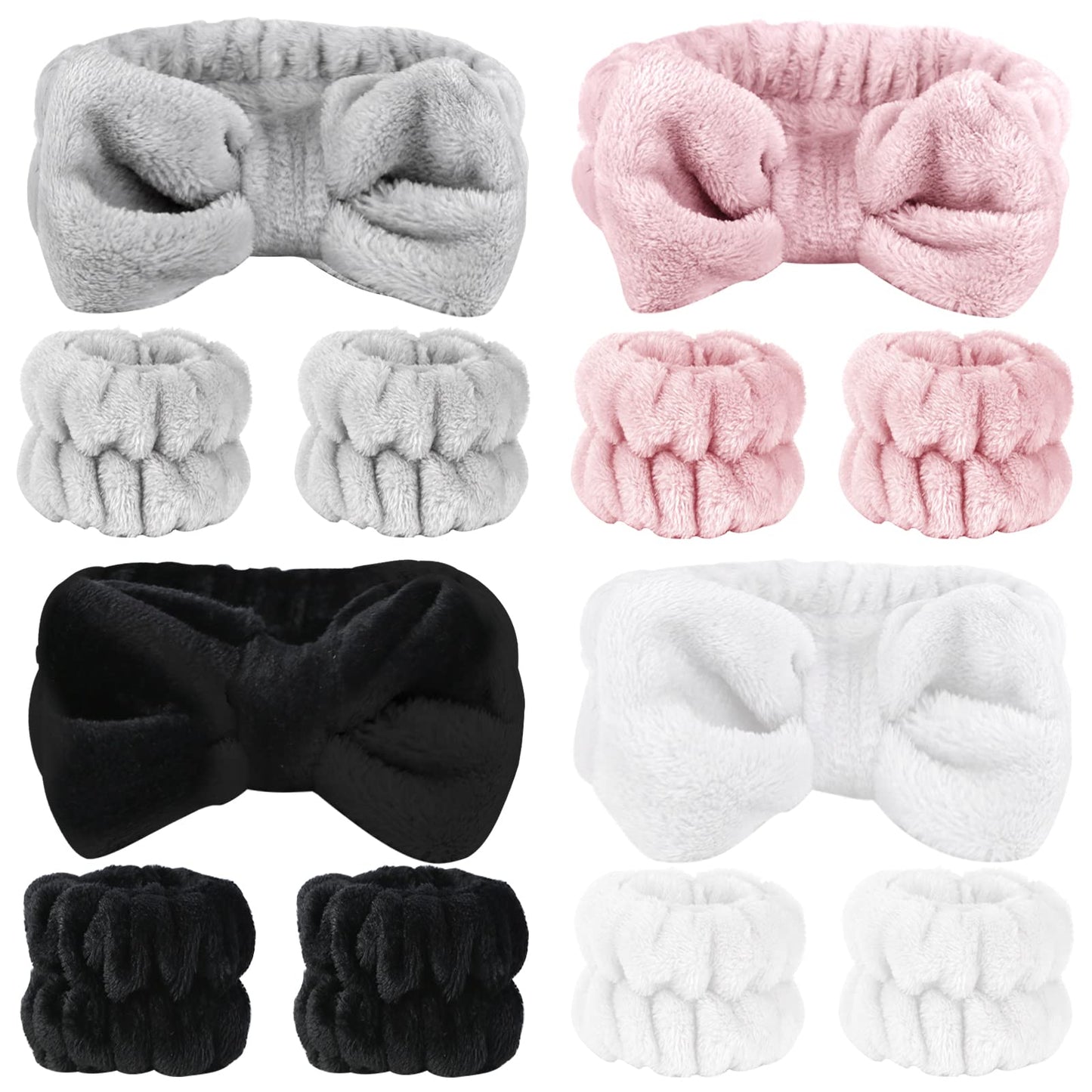 Slnzapty 12 Pcs Face Wash Headband Wristband Set For Women Girls, Soft Microfiber Facial Spa Hair Wraps Makeup Skincare Bath Hea
