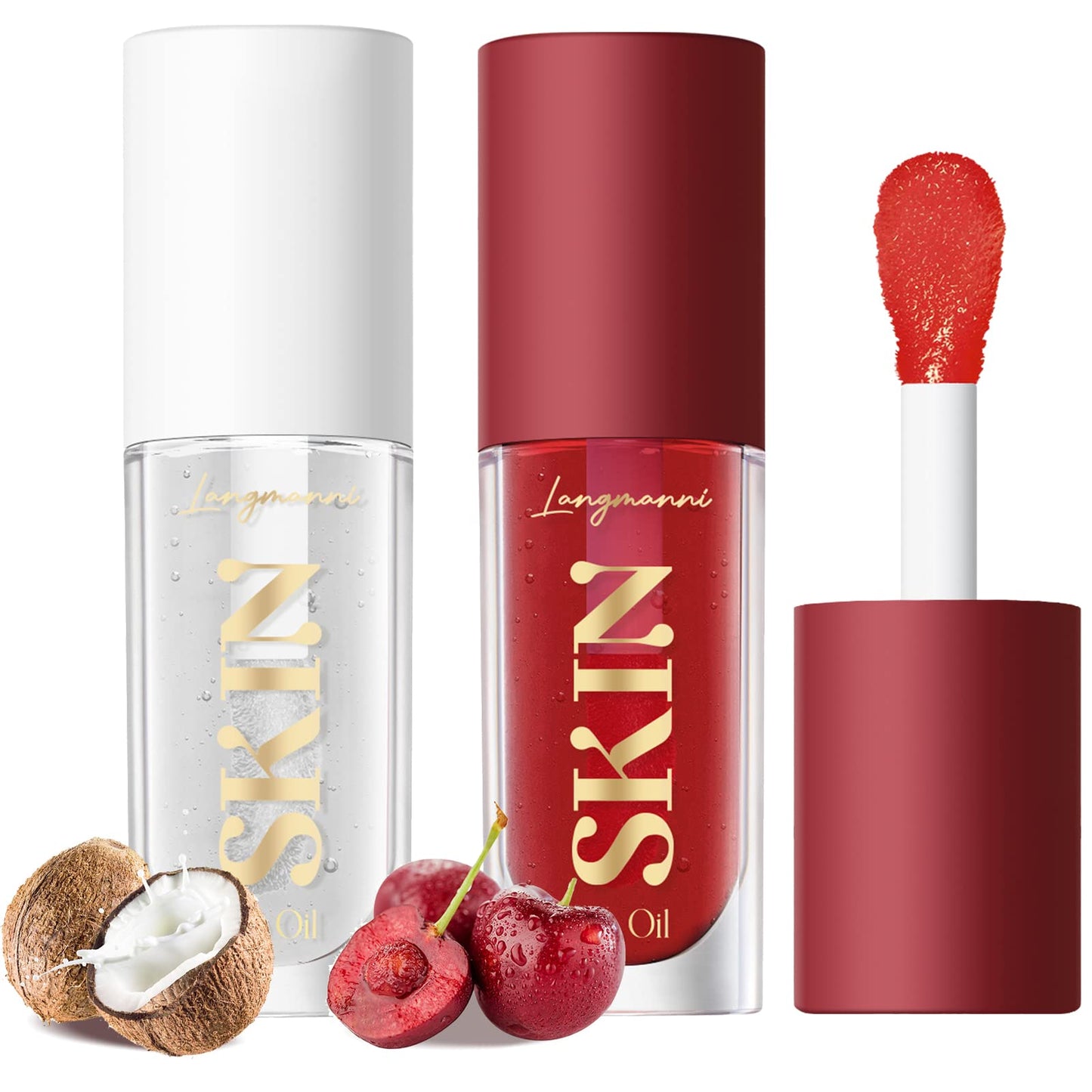 Langmanni Moisturizing Lip Oil,No-Sticky Lip Gloss Lip Balm Lip Care,Fruit Flavoured Lip Oil For Dry Lip 'S Moisturizing Hydrati