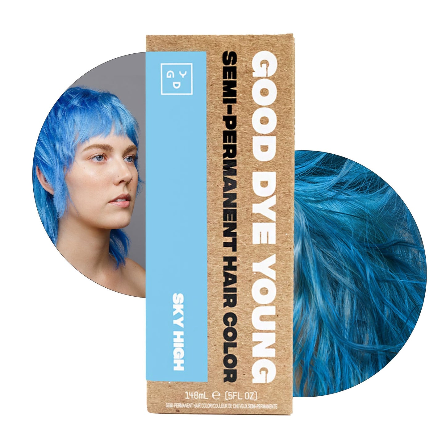 Good Dye Young Semi Permanent Light Blue Hair Dye (Sky High) - Uv Protective Temporary Hair Color Lasts 15-24+ Washes - Conditio