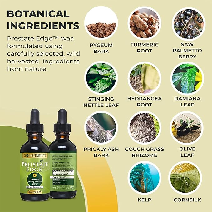 Go Nutrients Liquid Vitamin D3 with K2 (MK-7) Drops & Prostate Edge Prostate Supplement for Men with Pygeum and Saw Palmetto Extract Vitamin D3 and K2 Liquid Vitamin Drops That Help Emotional State