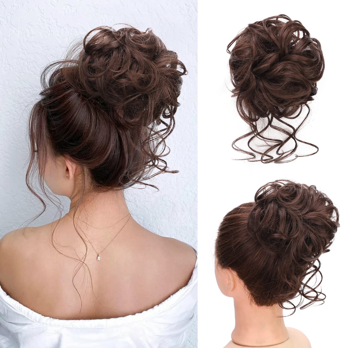 Earfodo Messy Bun Hair Piece Scrunchie Extension Tousled Updo Hair Bun Ponytail Hair Hairpieces Synthetic Chignon For Women (8L#