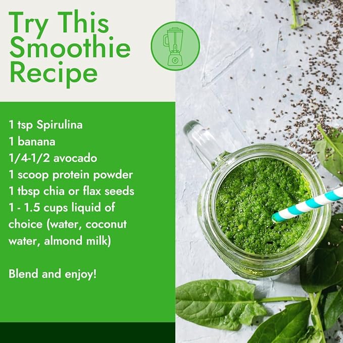 Organic Traditions Organic Spirulina Powder Vegan Non-GMO Superfood, 5.3oz (150g) Bag, 50 Servings per Bag