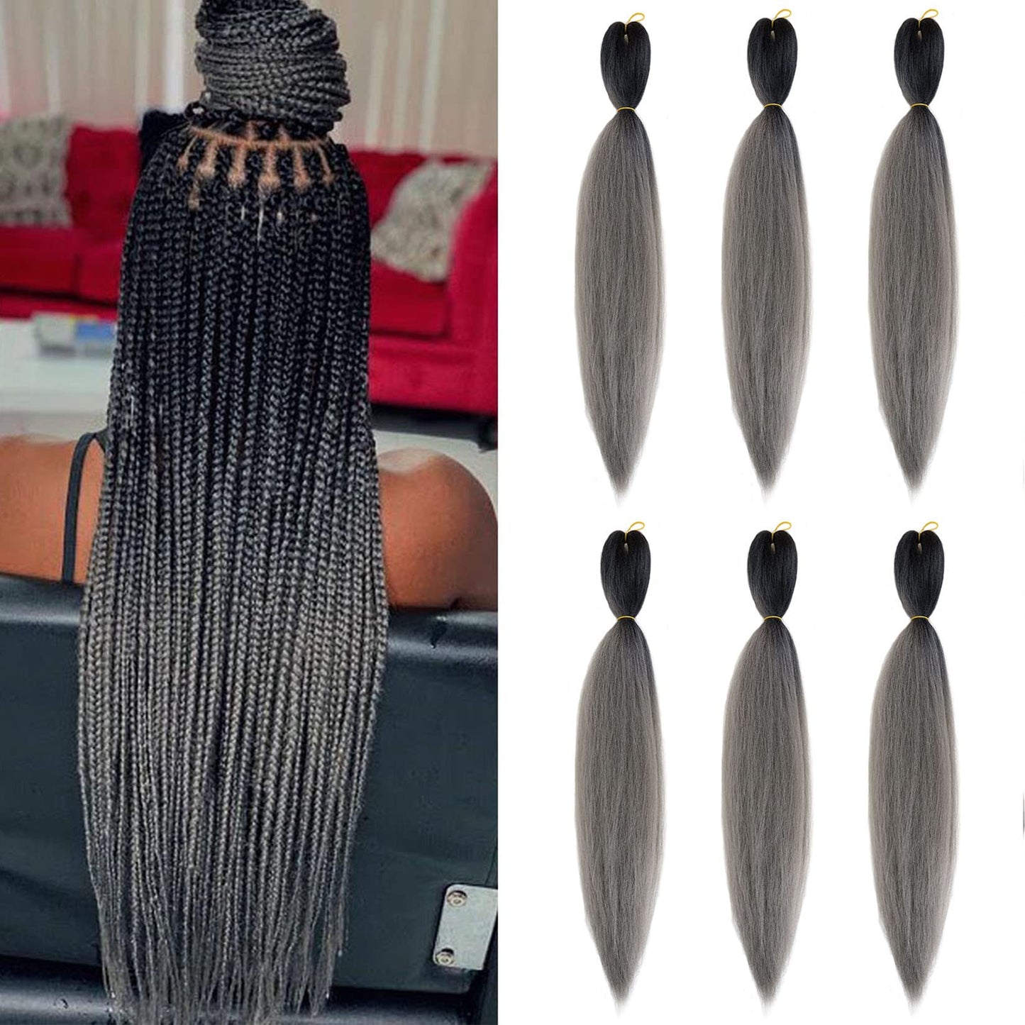 Pre Stretched Braiding Hair 26 Lnch 6 Packs Braid Professional Yaki Synthetic Hair For Fiber Corchet Braids Women Twist Crochet