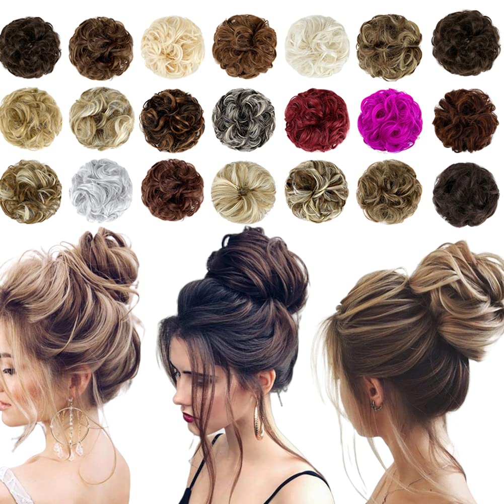 Qunlinta Messy Bun Hair Piece Hair Bun Thick Updo Scrunchies Hair Extensions Ponytail Hair Pieces For Women Girls Dark Brown Mix