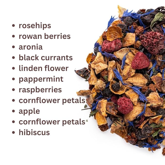 2 PACK Fruit Tea Loose (8oz.) - Wild Berries Loose Leaf Fruit Tea - Bright, Bold & Fruity - Naturally Caffeine Free - Fruta Seca para Te