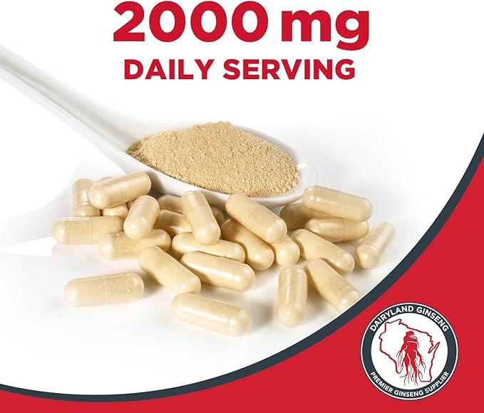 Dairyland American Ginseng Slices 8 oz and Capsules 75 ct Pack of Wisconsin Ginseng – Direct from Farmer to Consumer 西洋参