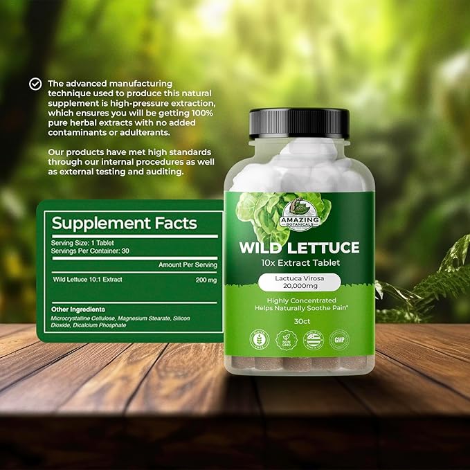 Wild Lettuce Extract Tablets 10X (30 Tablets) 2,000MG Each | Lactuca Virosa | Sleep Support | Helps Naturally Soothe Pain