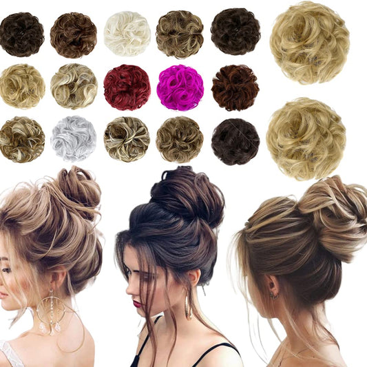 Qunlinta Messy Hair Bun Thick Updo Scrunchies Ponytail Extension Hair Extensions Hair Pieces For Women Light Auburn