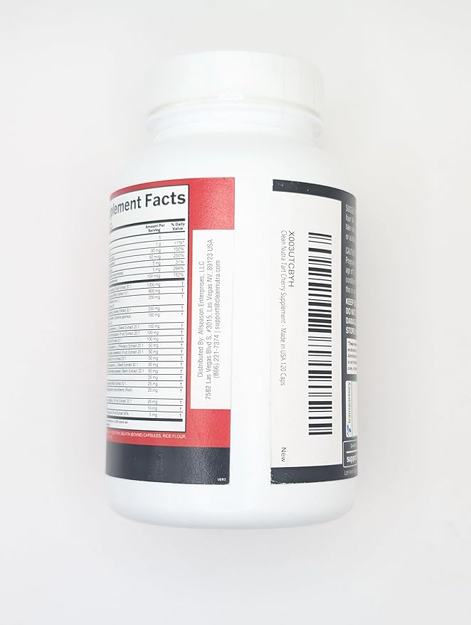 Clean Nutraceuticals Tart Cherry Extract Capsules with Turmeric Moringa Cranberry Chanca Piedra Celery Quercetin ACV Pomegranate L Selenomethionine - 3Pack