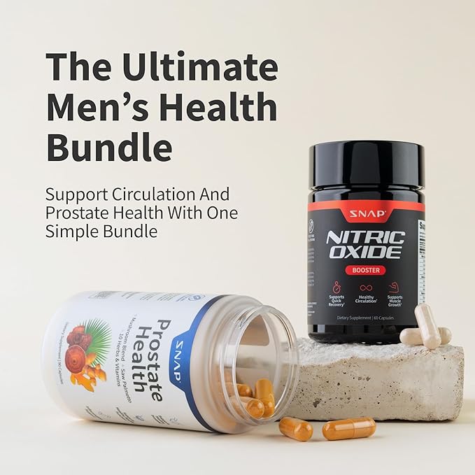 Snap Supplements Prostate Health Support Supplement Bundle with Nitric Oxide Booster – 90 Capsules & 60 Capsules