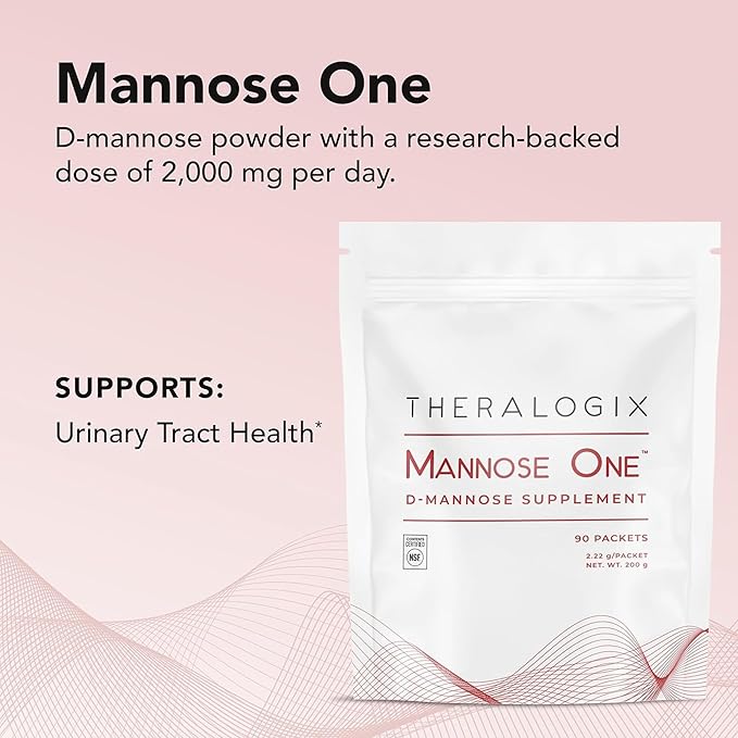 Theralogix TheraCran One + Mannose One Bundle, 90 Count & 7.05 Ounce (Pack of 2)