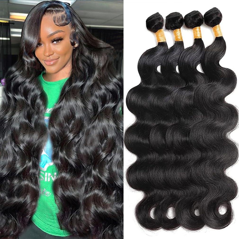 Cirvty 12A Human Hair Bundles Body Wave Bundles Human Hair Brazilian Human Hair 4 Bundles 22 24 26 28 Inch 100% Unprocessed Virg