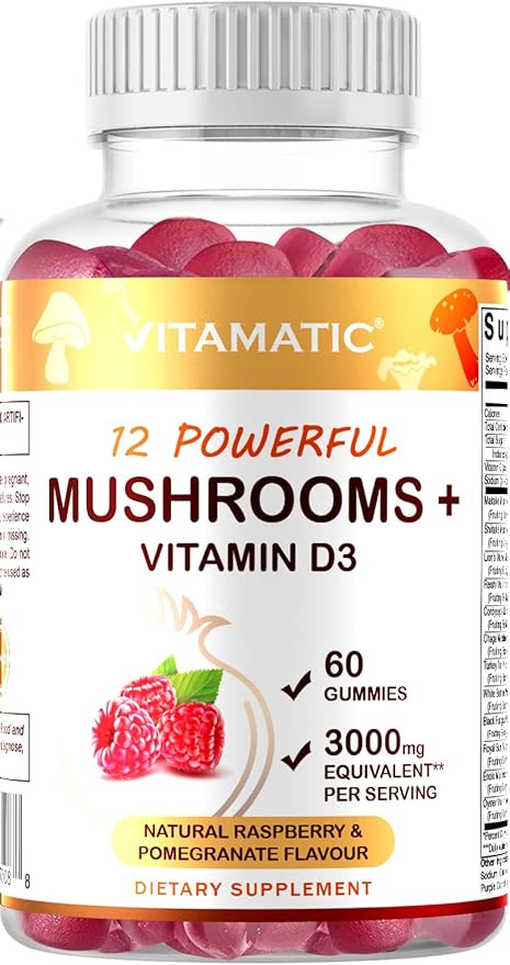 Vitamatic Mushroom Complex with D3, 60 Pectin Based Gummies