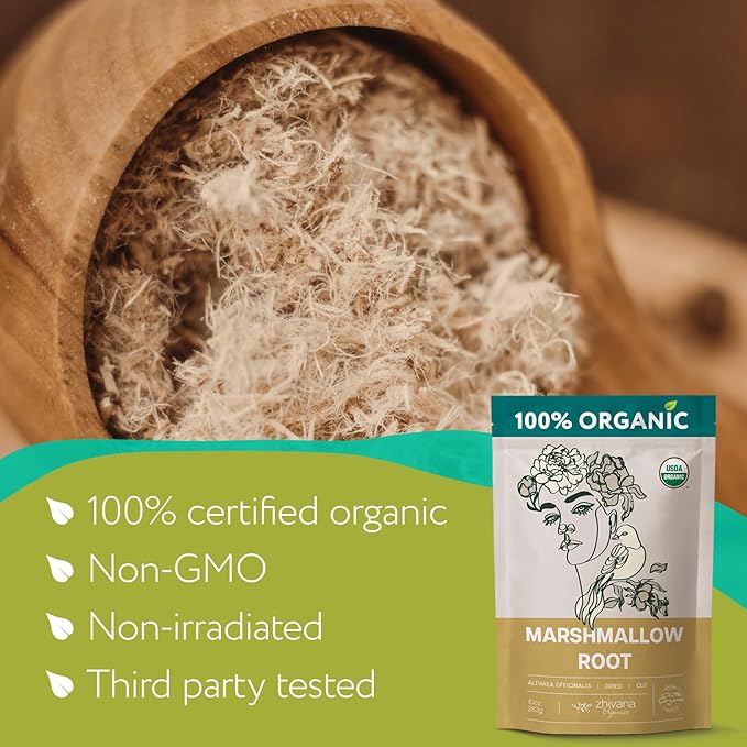 Organic Marshmallow Root (2 Pack) – All-Natural, Pure Herbal Tea for Soothing Throat & Digestive Health