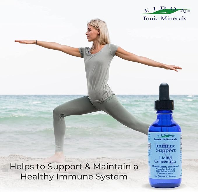 Eidon Ionic Minerals Immune Support Supplement Liquid Concentrate - Mineral Drops with Zinc, Selenium, Support & Maintain Immune System, Bioavailable, No Preservatives - 2 oz (Pack of 2)