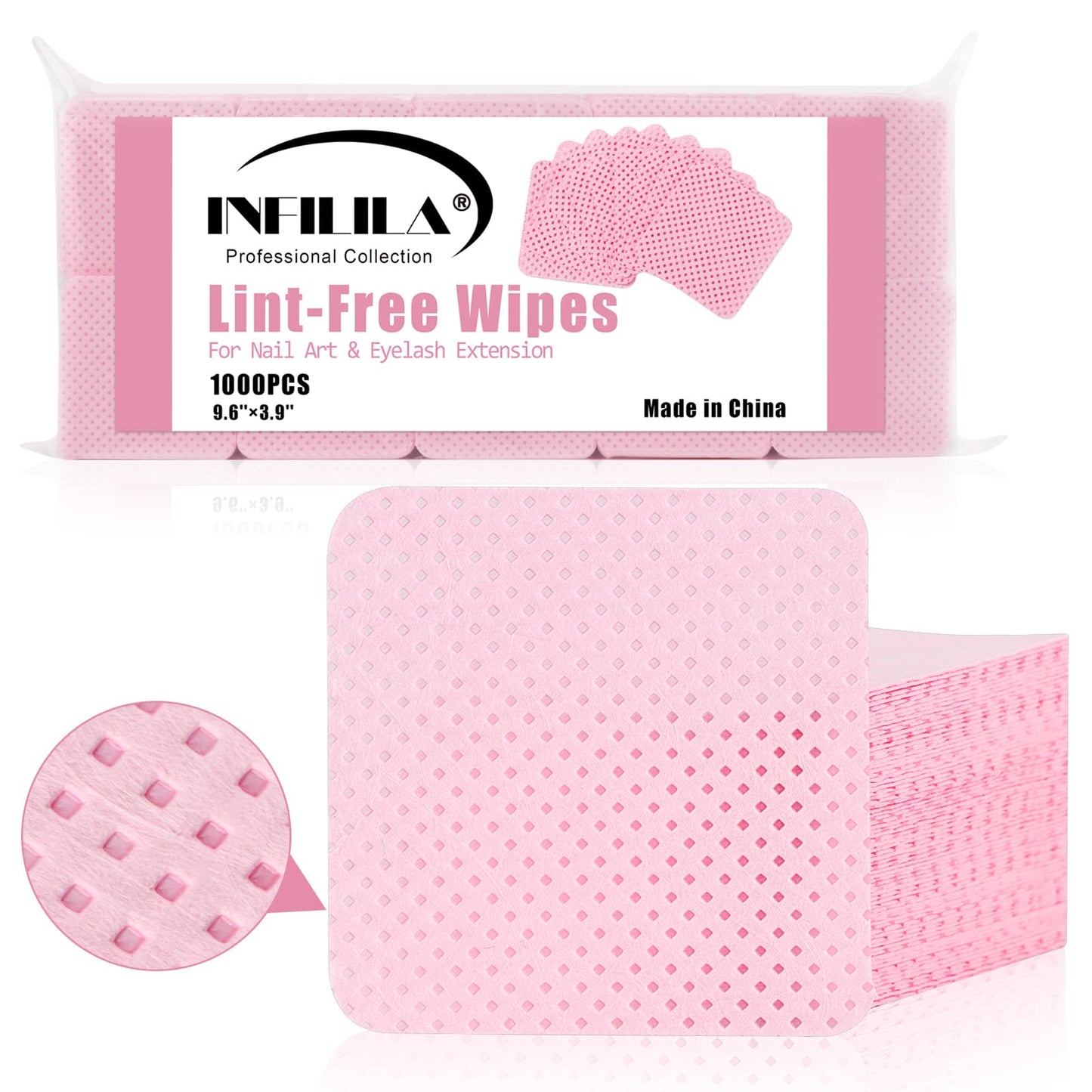 Nxj Infilila Lint Free Nail Wipes Nail Polish Remover 1000Pcs Super Absorbent Soft Nail Pliosh Remover Pads Wipes Lint Free Wipe
