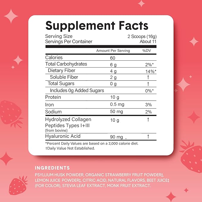 Bellway Super Fiber Powder + Collagen, Strawberry Lemonade Shaker Bottle Bundle