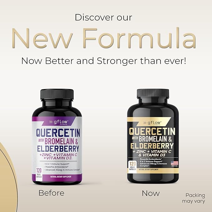 Quercetin with Vitamin C and Zinc - 500mg - Quercetin with Bromelain - Zinc Quercetin - 120 Veggie Caps - Elderberry with zinc and Vitamin c for Adults (Non-GMO, Vegan) 4 Months Supply