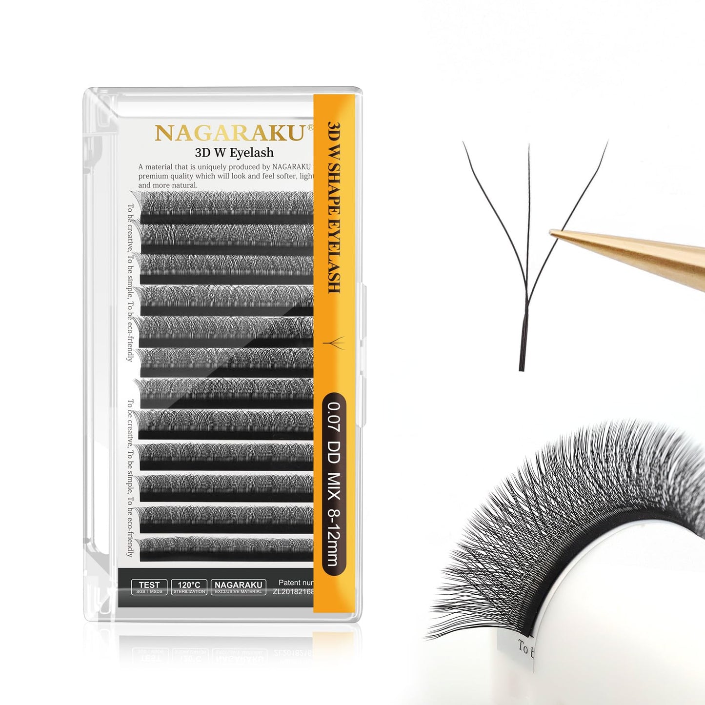 Nagaraku 3D W Shape Eyelash Extension Supplies Natural Soft Volume 0.07Mm Dd Curl 8-12Mm Mix Premade Fans Faux Mink Matte Black