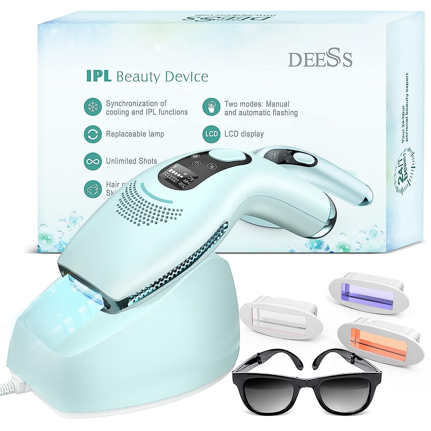 Deess Laser Hair Removal With Cooling System, Gp590 Ipl Hair Remover For Women And Men, 45F Ice Compress Contact, Safety Mis-Tou