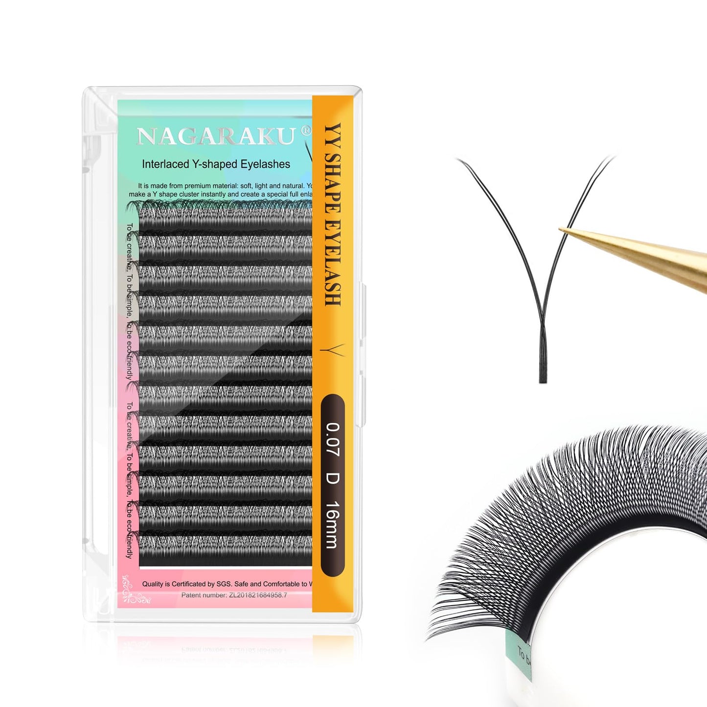 Nagaraku Yy Eyelash Extensions Supplies Y Lash 0.07Mm D Curl 16Mm Premade Fans 4D Russian Volume Y Shape Faux Mink Matte 12 Rows
