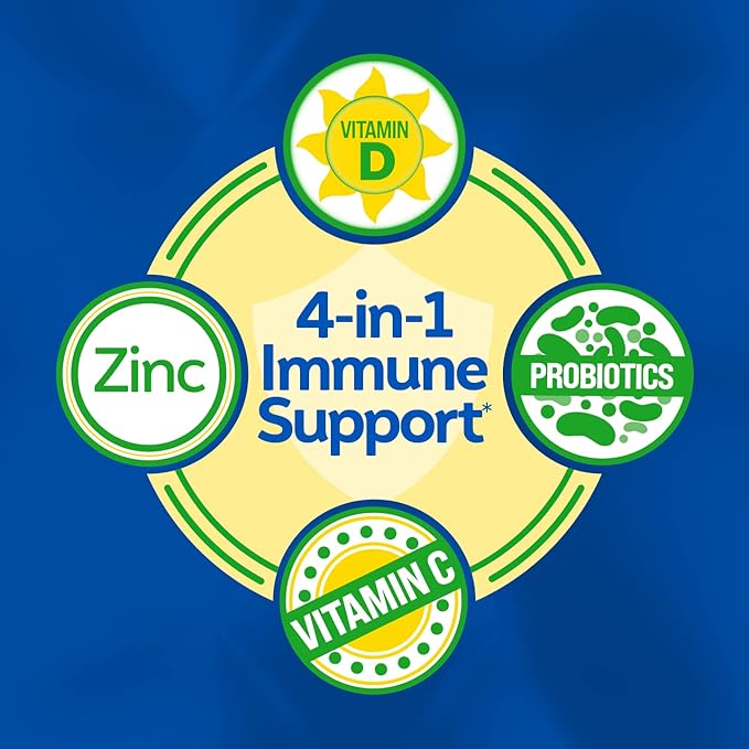 Culturelle Immune Defense Daily Probiotic for Women & Men - 28 Count, Mixed Berry Chewables with 4-in-1 Immune Support. Probiotic Vitamin C, Vitamin D, and Zinc Plus Elderberry