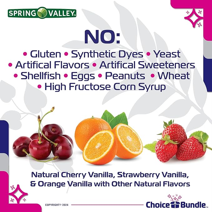 Spring Valley Calcium 500 mg Plus Vitamin D 25 mcg Bone Health Dietary Supplement Gummies, 100 Ct 4 pk (400 Total) + Vitamin Guide and Pill Container (6 Items)!