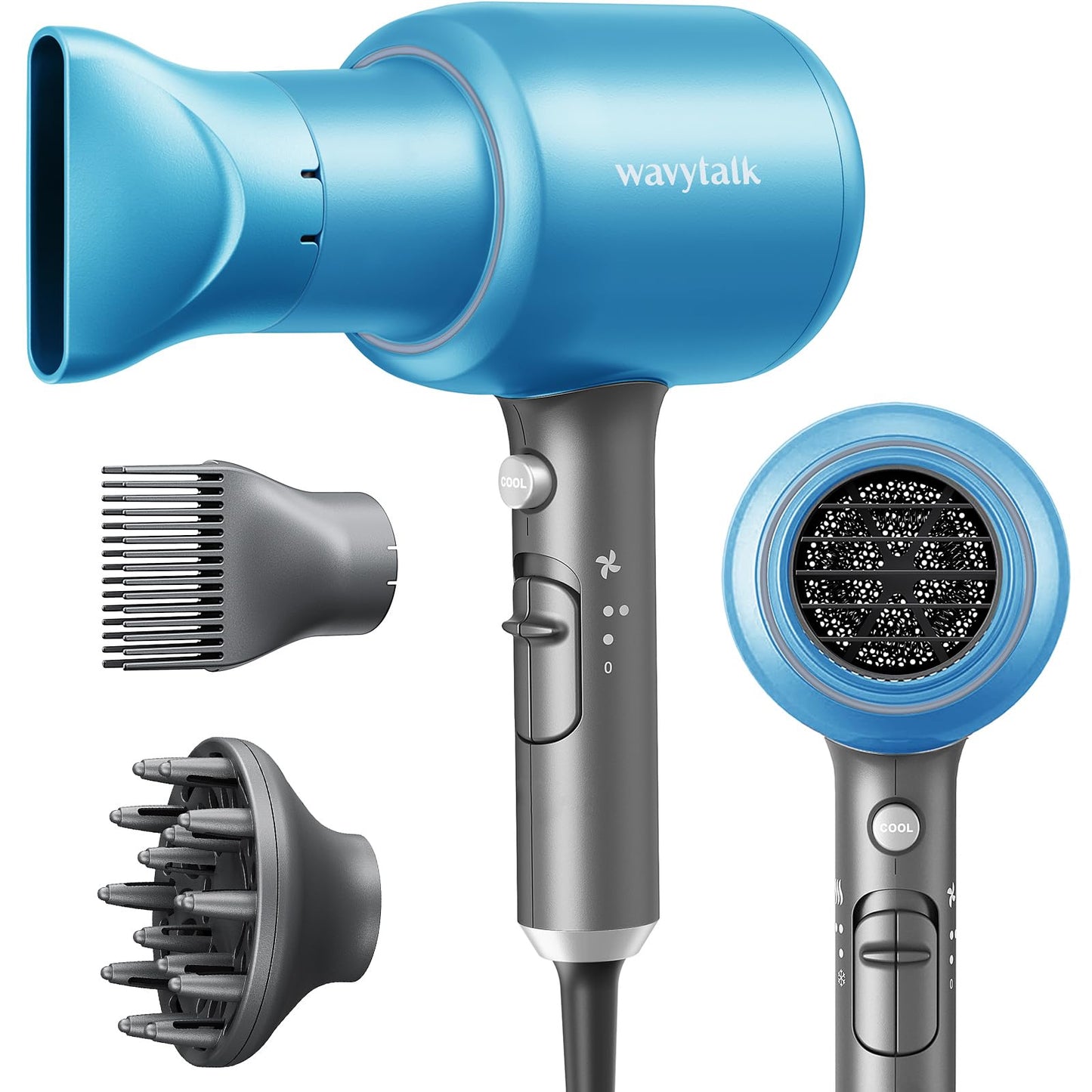 Wavytalk Professional Hair Dryer Blow Dryer With Diffuser And Concentrator For Curly Hair 1875W Ionic Salon Hair Dryer With Cera