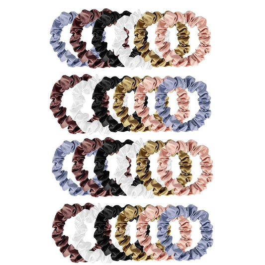 24 Pieces Silk Hair Scrunchies Silk Hair Tie Elastic Ponytail Holders For Women Girls Hair Accessories (005)