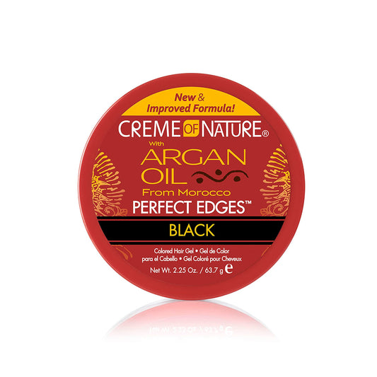Creme Of Nature With Argan Oil From Morocco Perfect Edges Hair Gel, 24 Hour Hold With Moisture And Exotic Shine, Black, 2.25 Oz