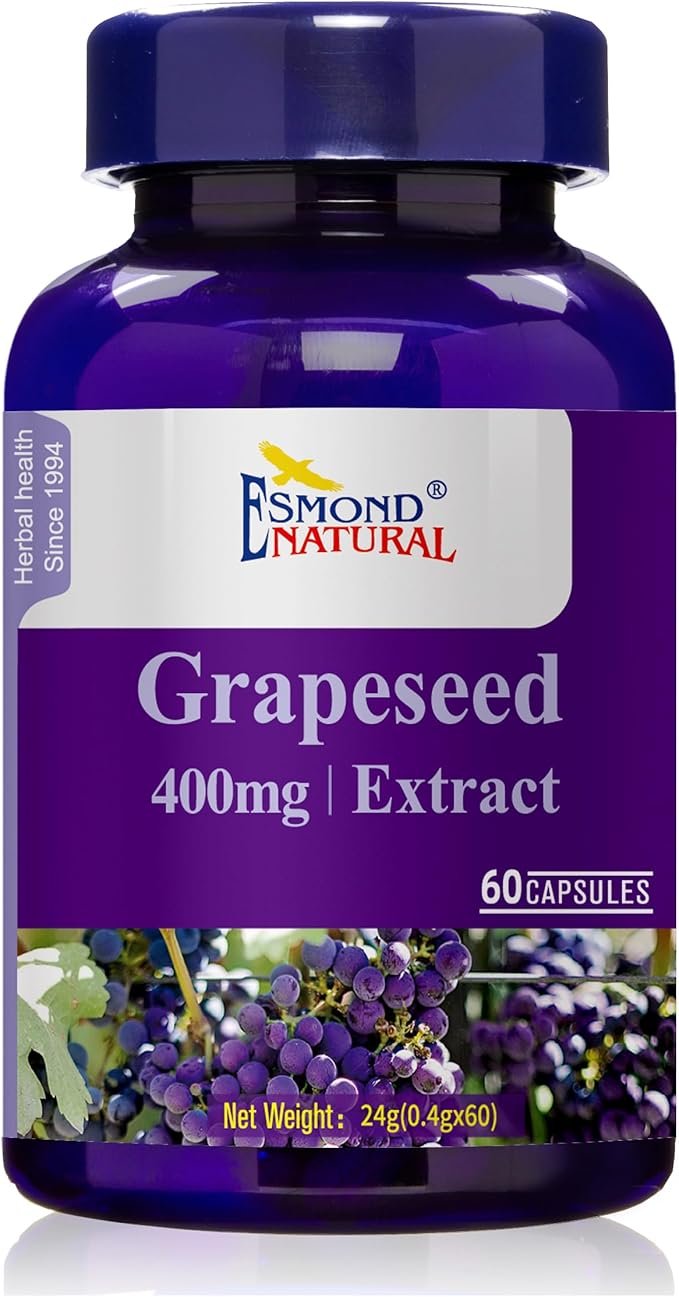 (8 Pack) Esmond Natural: Grapeseed Extract (Helps Maintain Antioxidant Health), GMP, Natural Product Assn Certified, Made in USA - 400mg, 480 Capsules