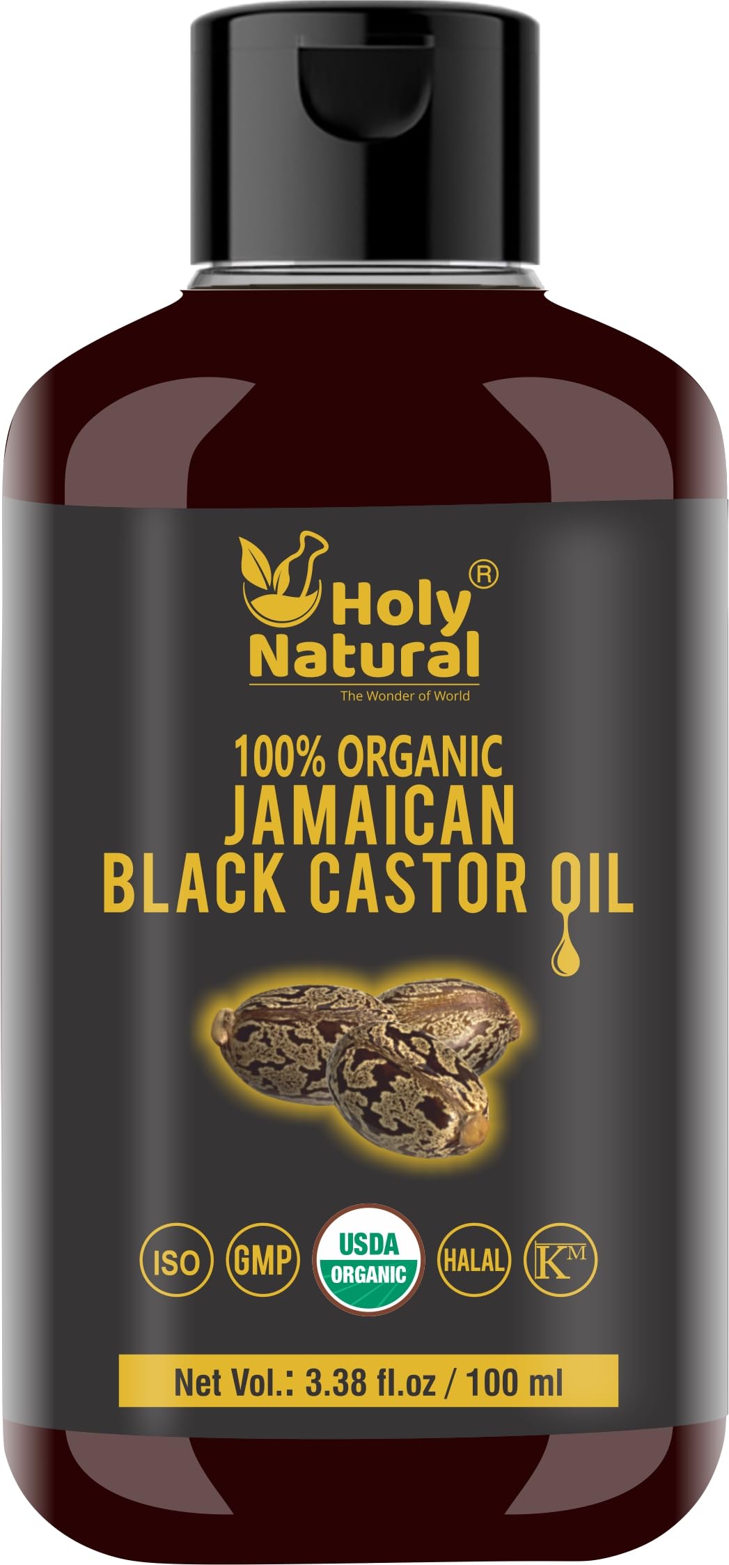Organic Jamaican Black Castor Oil (3.38 Fl Oz) Usda Certified, Traditional Handmade With Typical And Traditional Roasted Castor