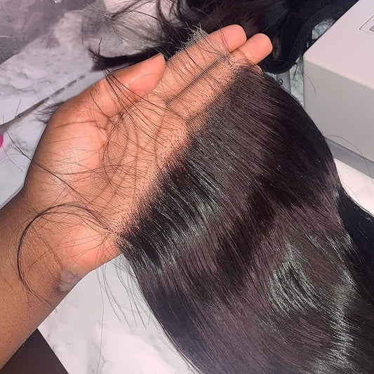 Beeos 6X6 Skinlike Real Hd Lace Closure Only, Body Wave 0.10Mm Ultra-Thin Melted Swiss Lace Closure Piece Pre Plucked Natural Ha