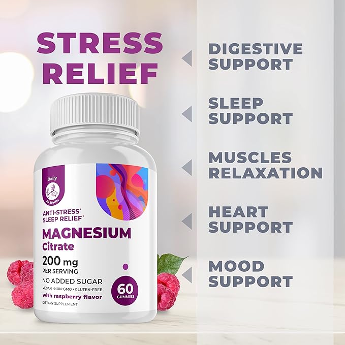 Elderberry Gummies for Kids and Magnesium 200 mg Gummies Sugar-Free - Healthy Immune System Booster and Health Support with Elderberries Extract with Magnesium Calm Chews for Kids & Adults Sugar-Free