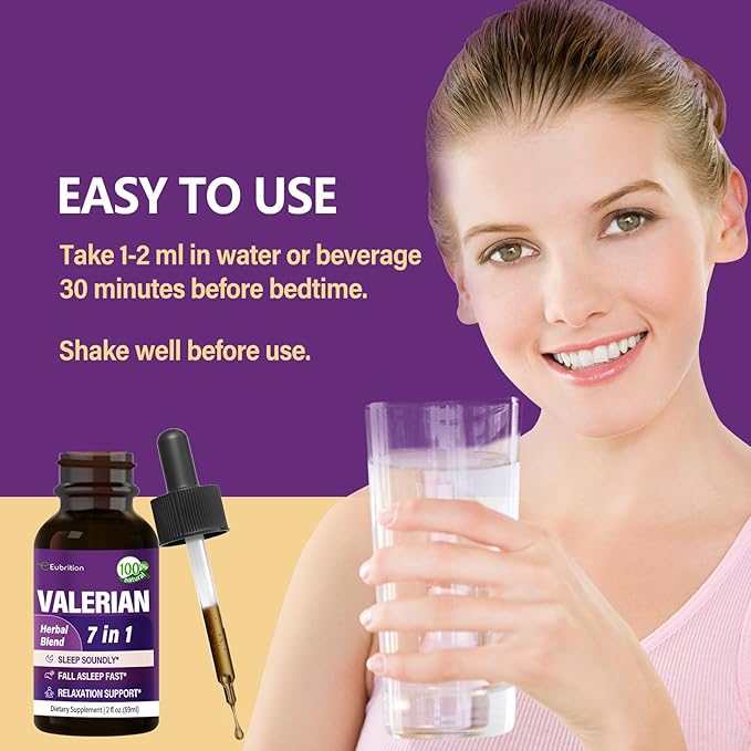 Valerian Root Sleep Support Drops, Passion Flower, Chamomile, Lavender, Soursop Leaves, & Hibiscus Herb Extract Supplement Tincture for Sleep Soundly & Deeply. Perfect with Sleep Sounds. 2oz