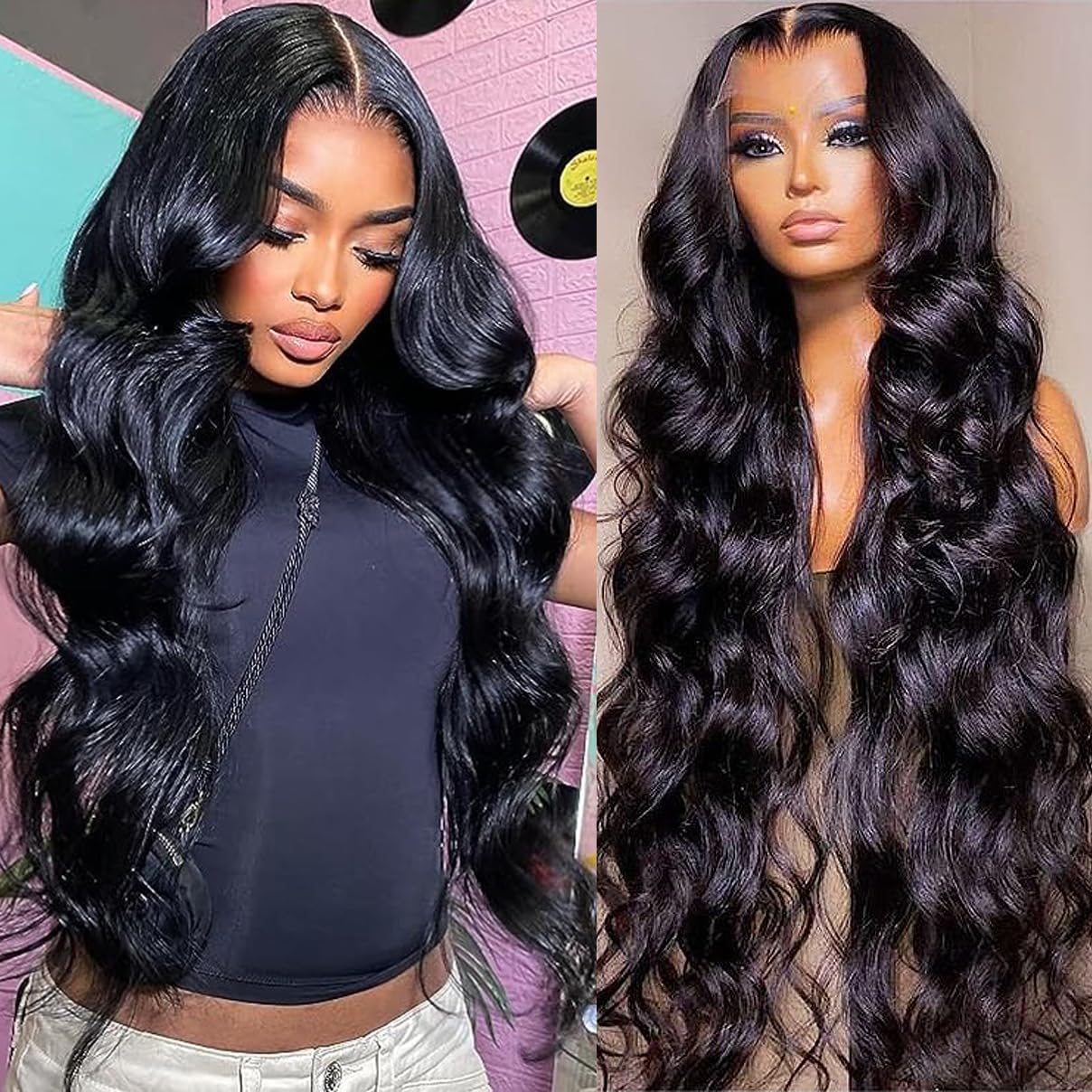 20 Inch Body Wave Lace Front Wigs Human Hair For Black Women 13  6 Hd Transparent Lace Front Wig Natural Black Color 180% Densit