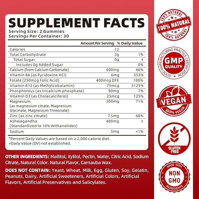 softbear Calcium Magnesium Zinc Gummies for Women, Calcium Magnesium Supplement High Absorption Calcium Gummies with Vitamin D3 for Bone Strength Vegan Raspberry Flavor 120 Gummies
