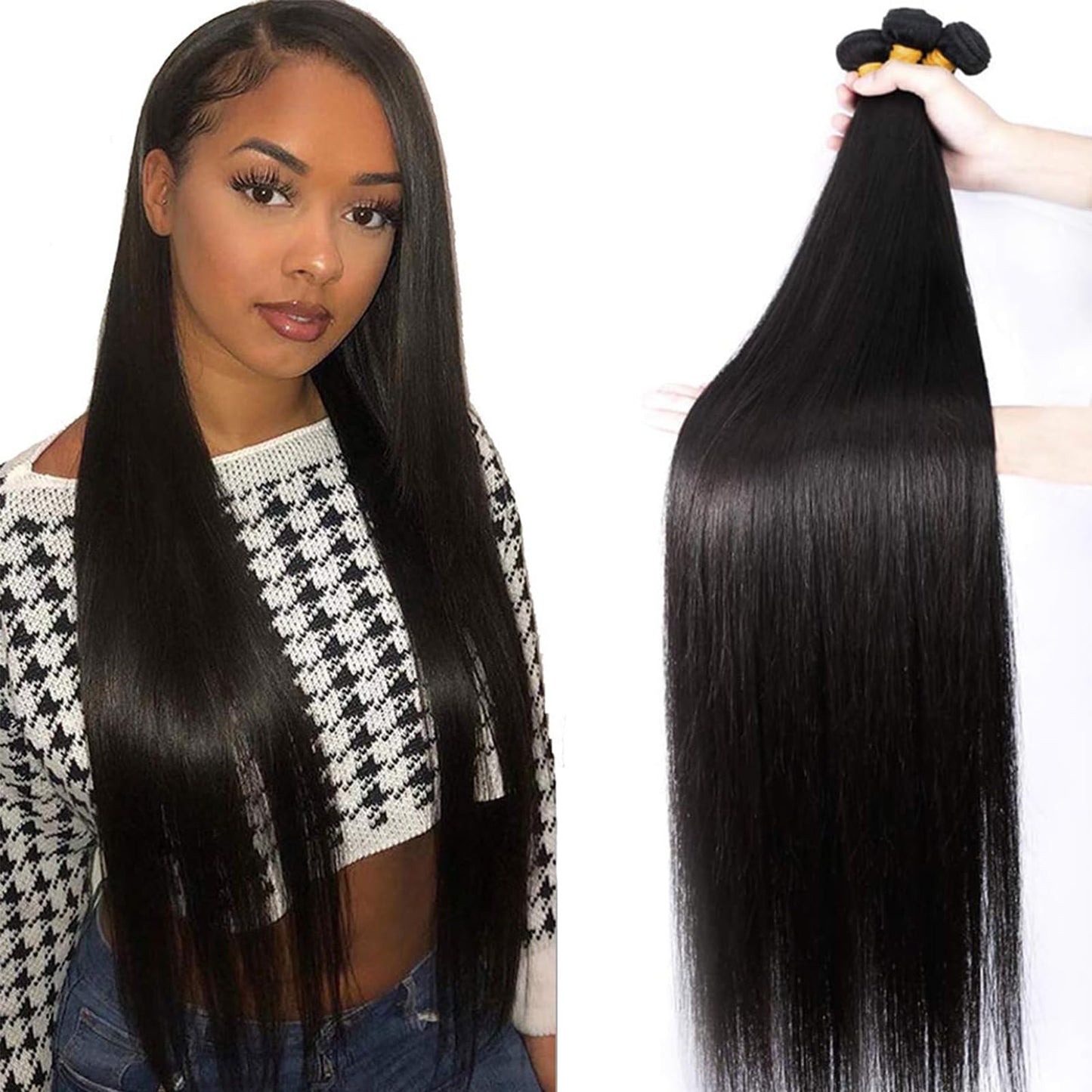 12A Straight Bundles Human Hair 26'' 28'' 30'' 300G Brazilian Straight Human Hair Bundles 100% Unprocessed Virgin Brazilian Hair